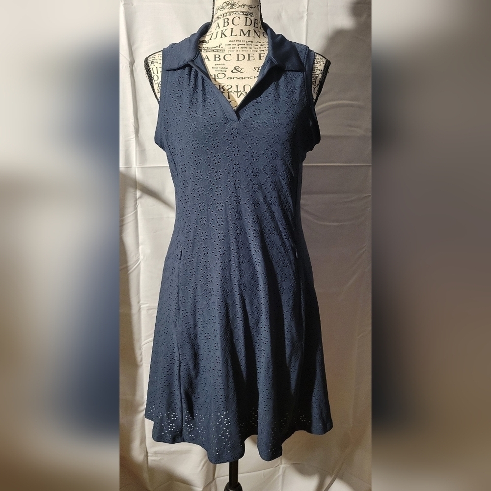 Kyodan Medium Blue vneck dress With Pockets - Picture 3 of 7